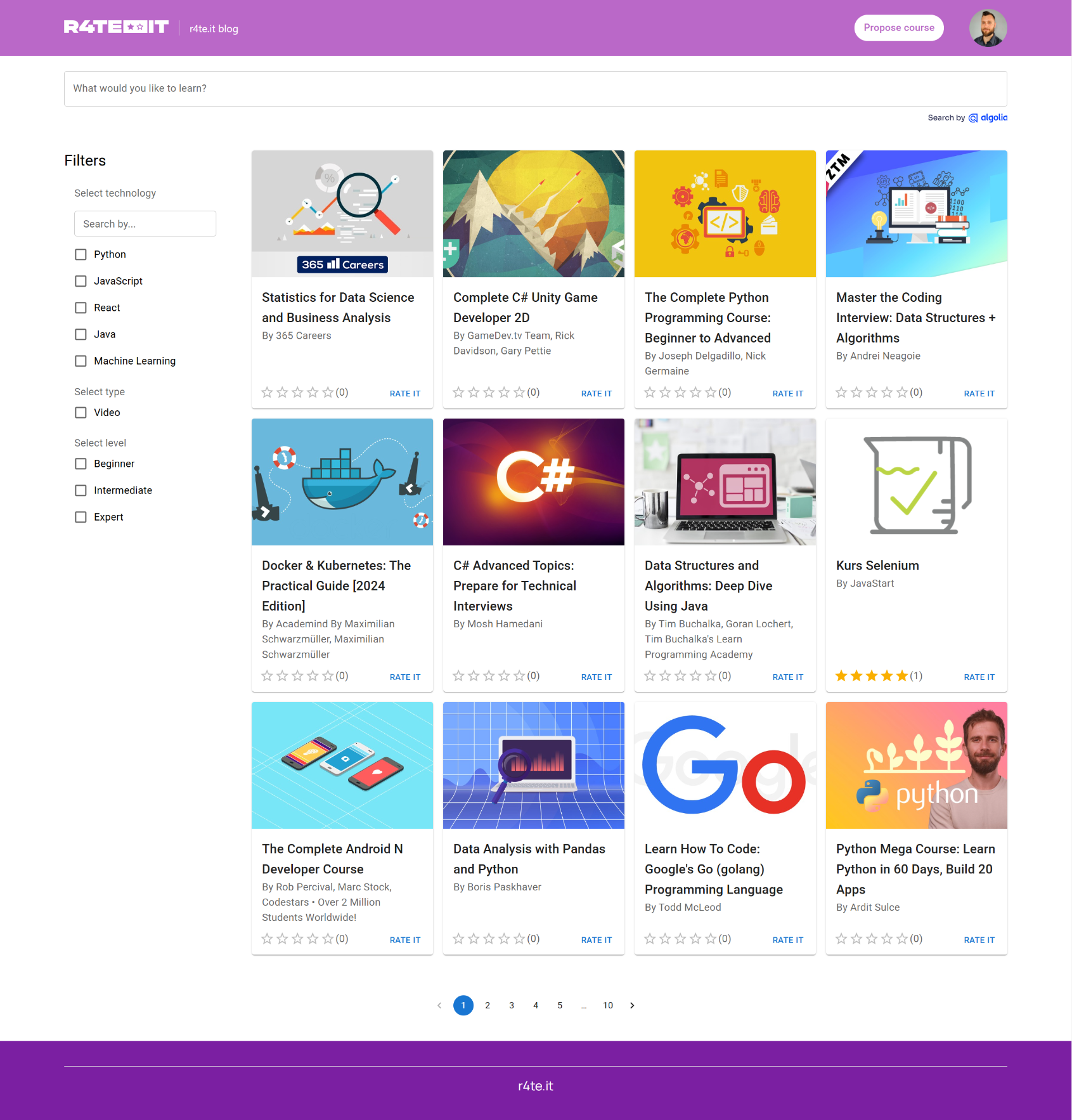 Média r4te.it - Plateforme de notation de cours indépendante 2