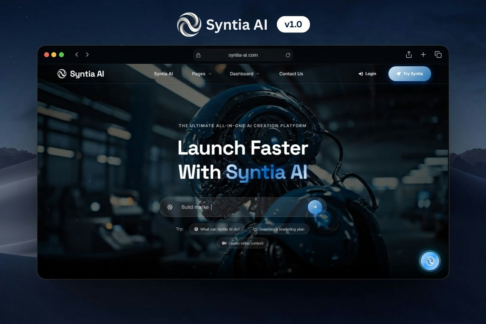 Syntia – AI SaaS Dashboard Template - Screenshot 2 showing product features and functionality