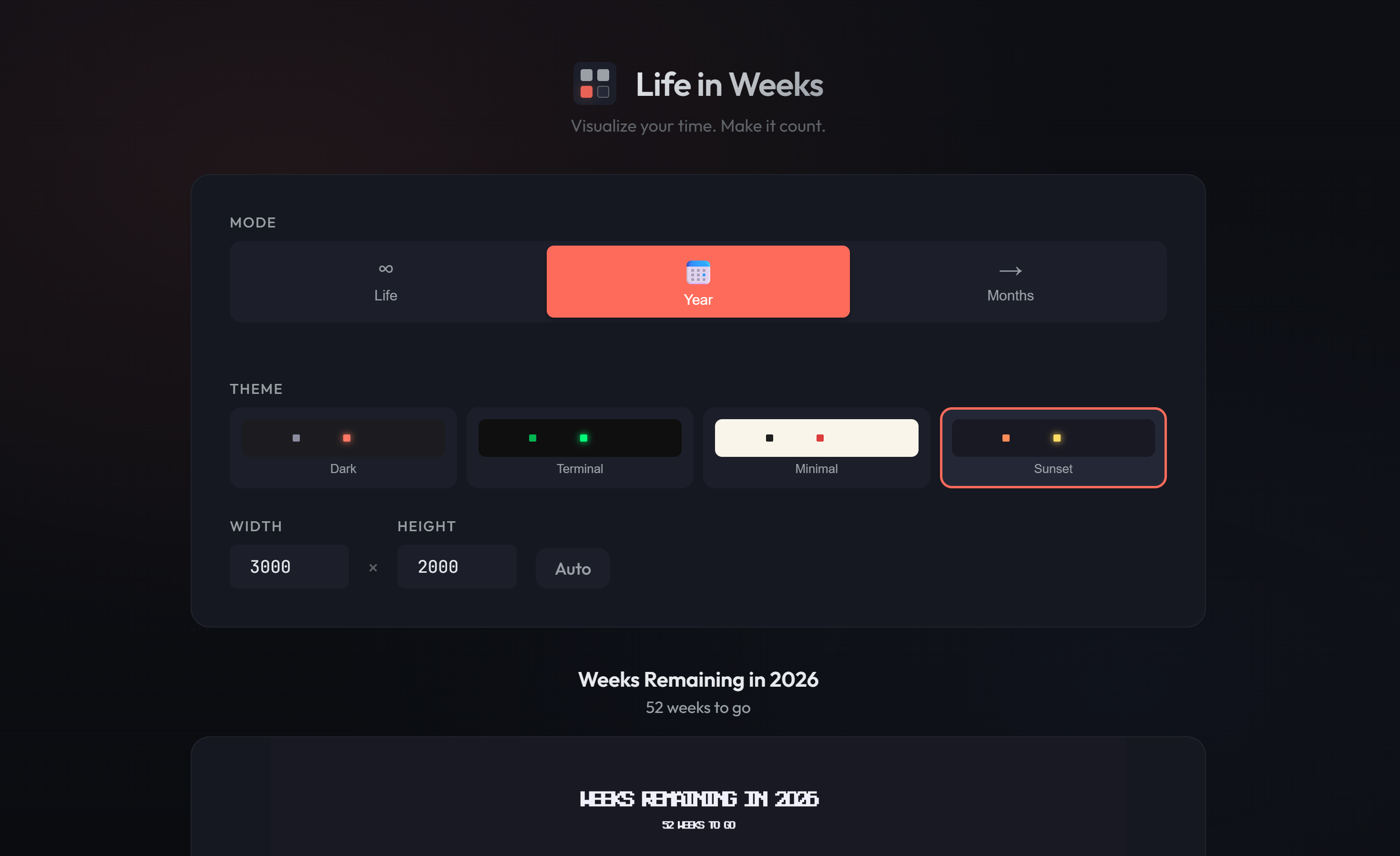 Life in Weeks - Screenshot 2 showing product features and functionality