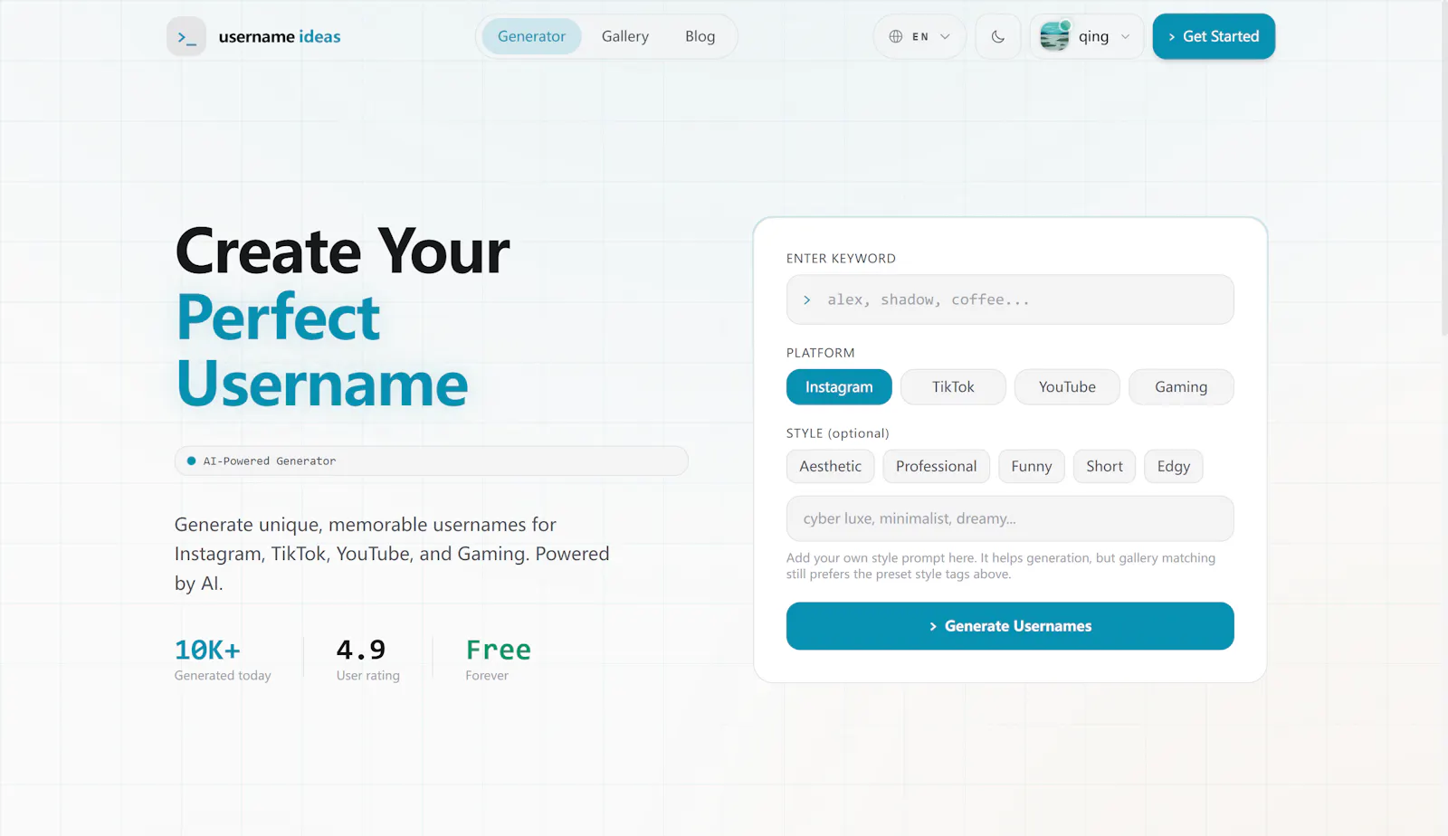 Username Ideas AI screenshot 2