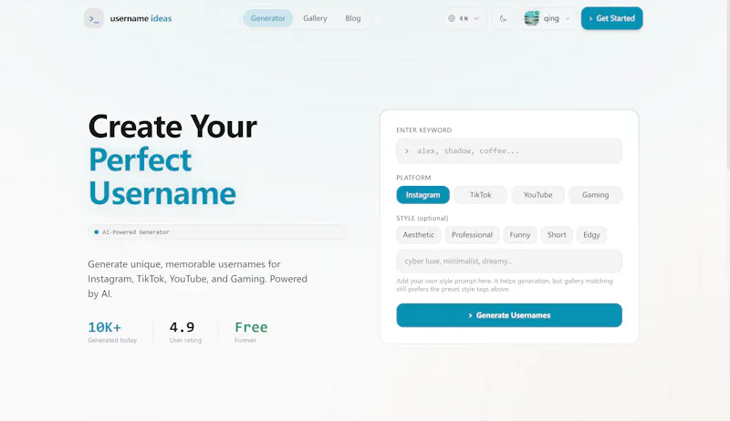 Username Ideas AI screenshot 2