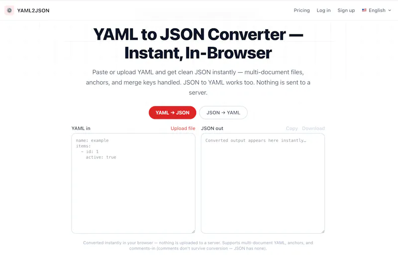YAML2JSON screenshot 2