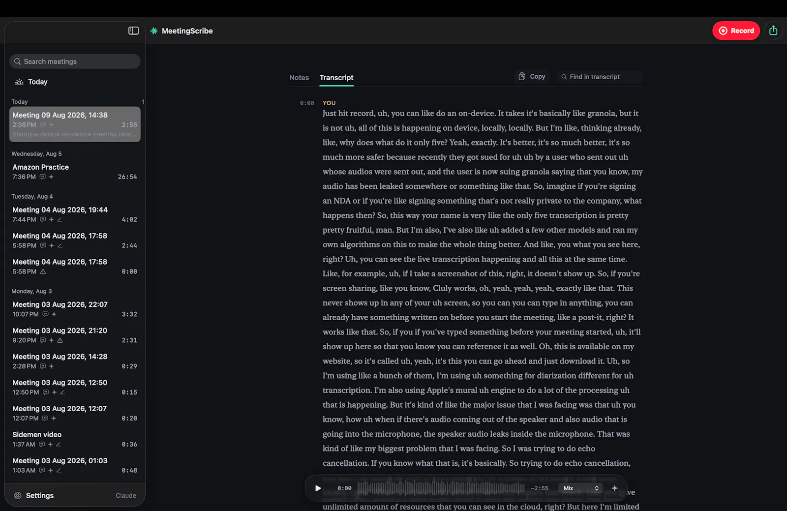 MeetingScribe screenshot 2