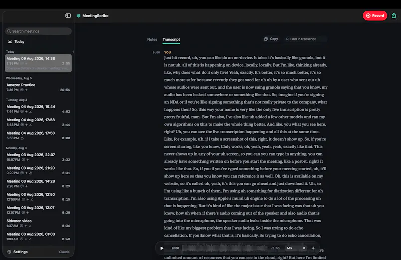 MeetingScribe screenshot 2