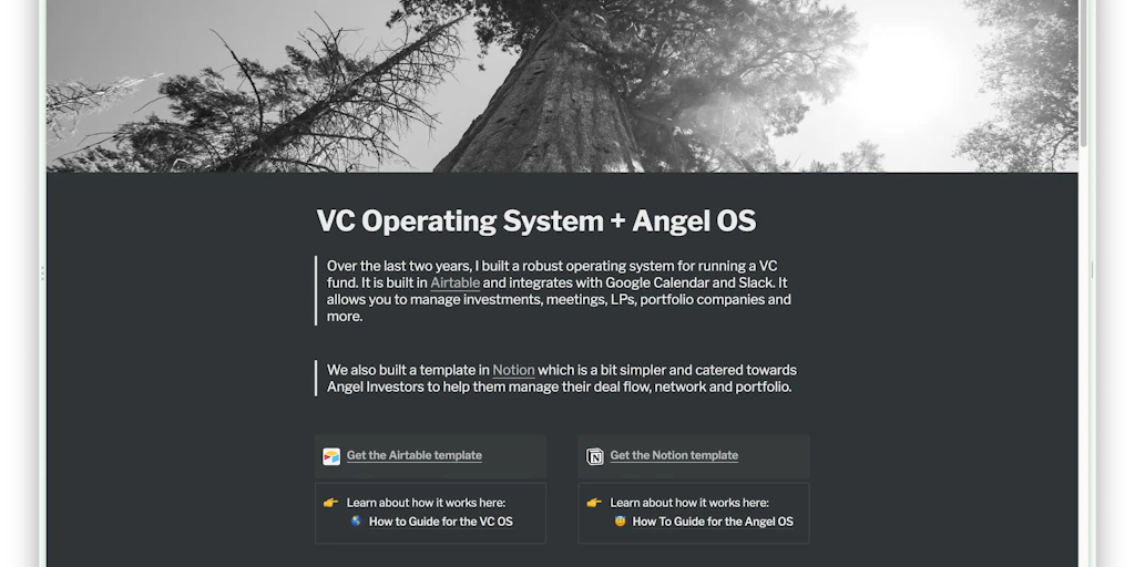 VC Operating System + Angel OS: VC & Angel Notion / Airtable templates ...