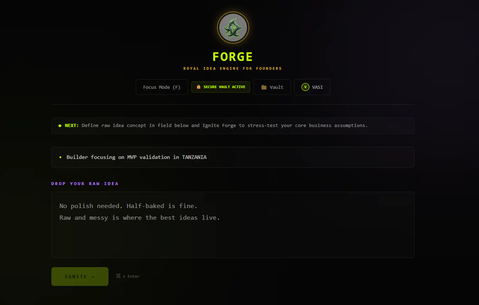 FORGE — Royal Idea Engine for Founders screenshot 1