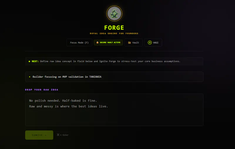 FORGE — Royal Idea Engine for Founders screenshot 1