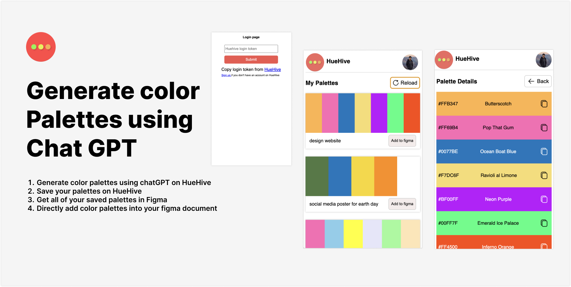 Huehive - Genera tavolozza di colori dal testo usando la chat gpt media 3