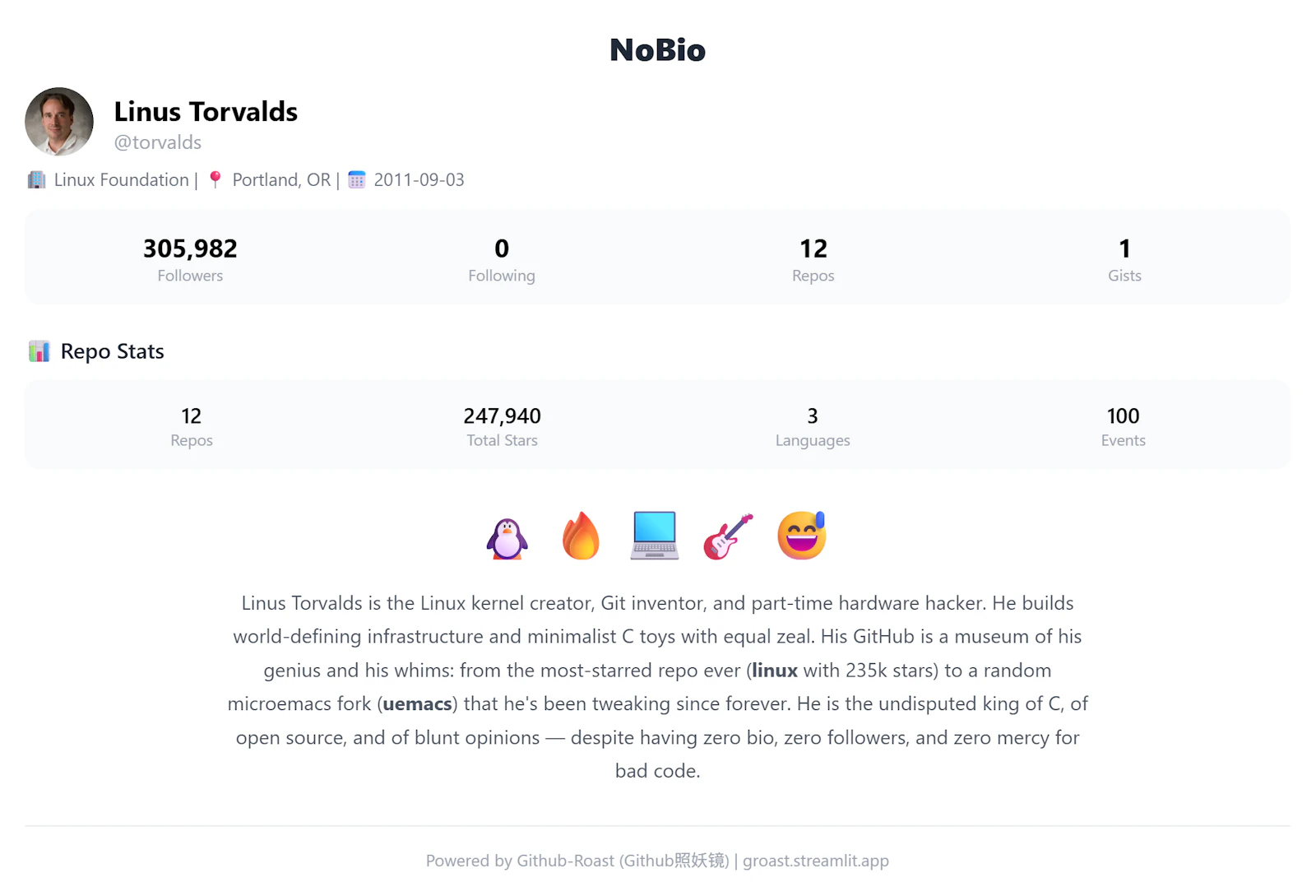 github-roast screenshot 1