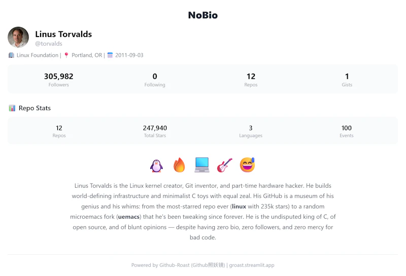 github-roast screenshot 1