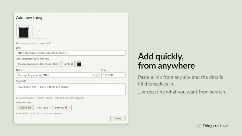 Things To Have screenshot 3