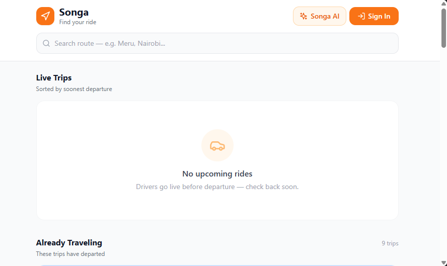 Songa Ride Booking App gallery image