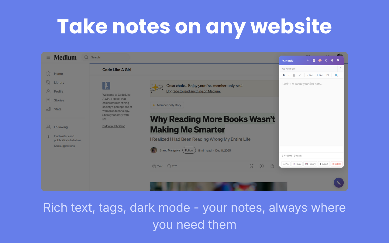 Notely - Screenshot 2 showing product features and functionality