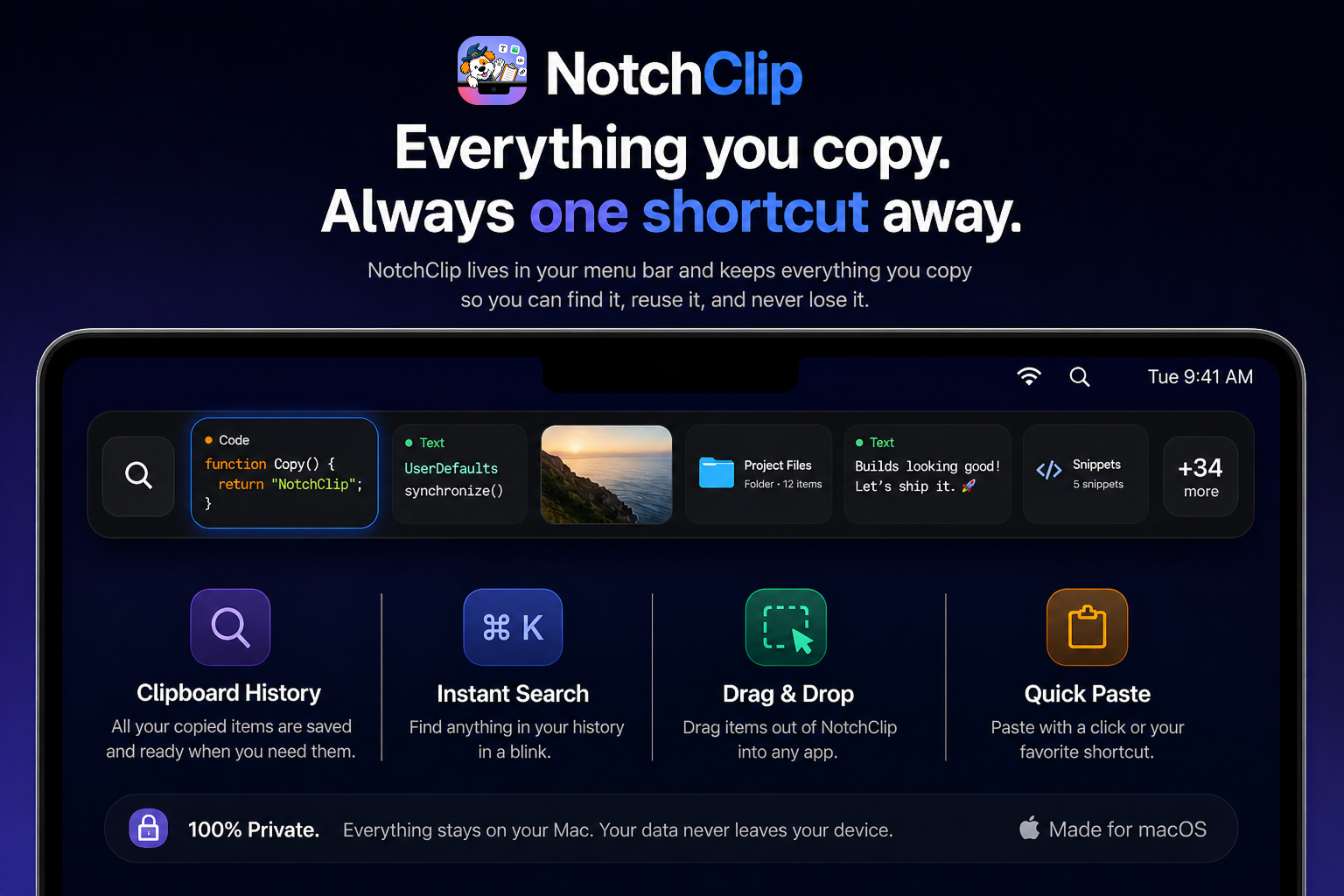 NotchClip - Notch Clipboard history gallery image