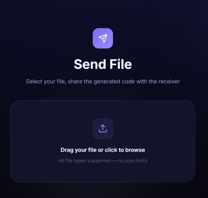 FluxShare - P2P File Transfer - Main product screenshot demonstrating key features and user interface
