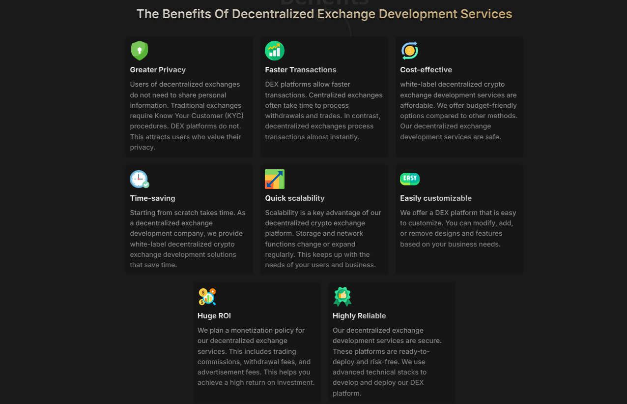 DEX Development Company - Screenshot 3 showing product features and functionality