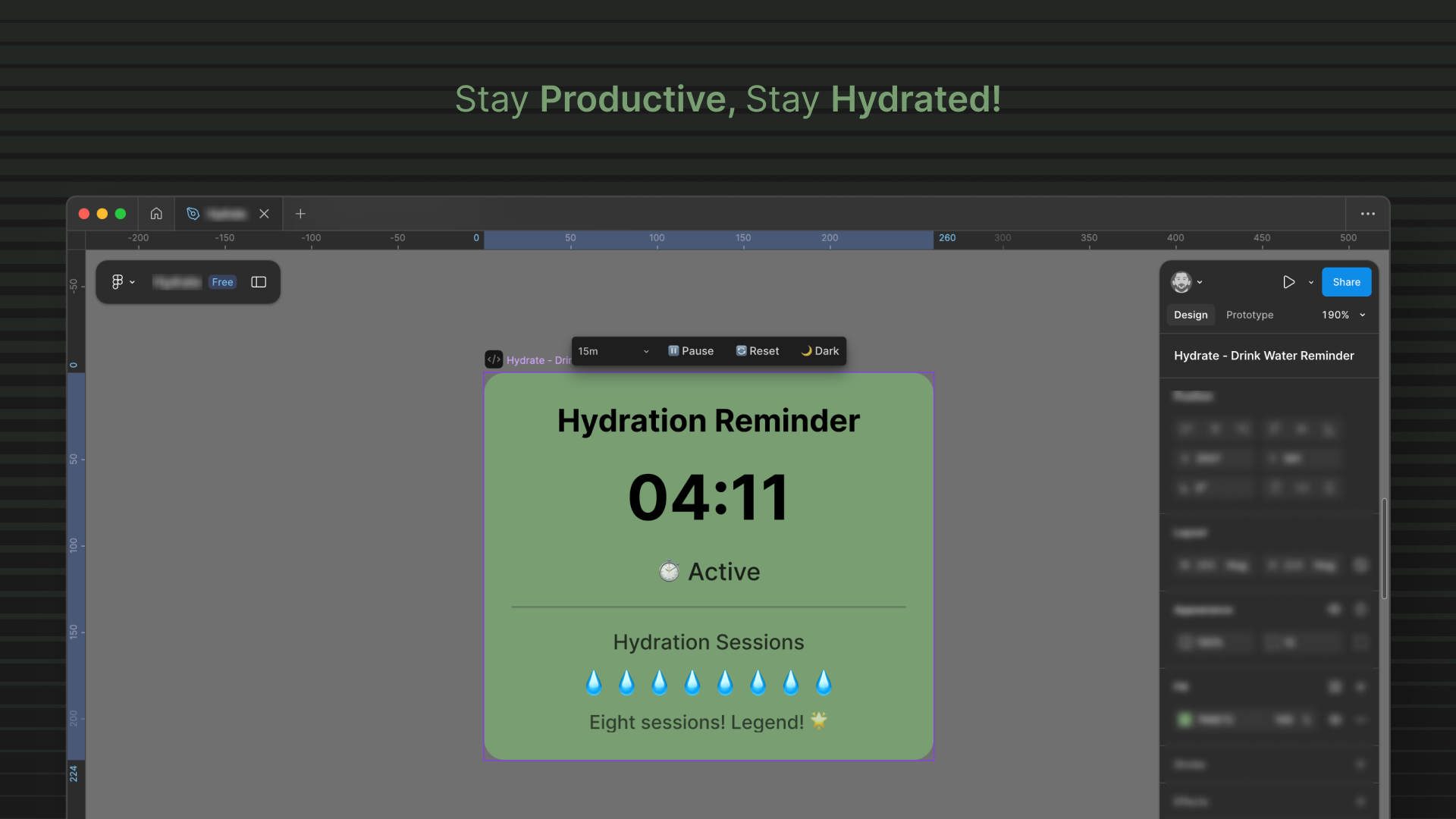 Média Hydrate - Boire à l'eau Rappel - Un widget Figma qui vous maintient hydraté pendant que vous concevez 3