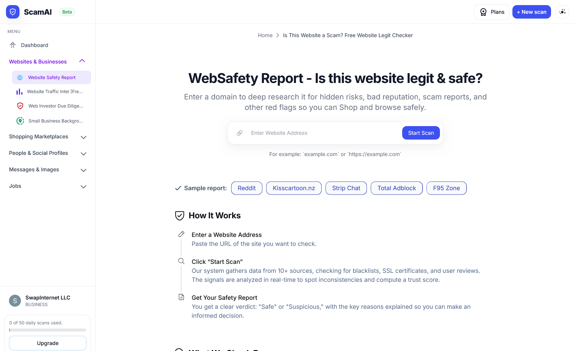 Real-time Website Safety Check by ScamAI gallery image