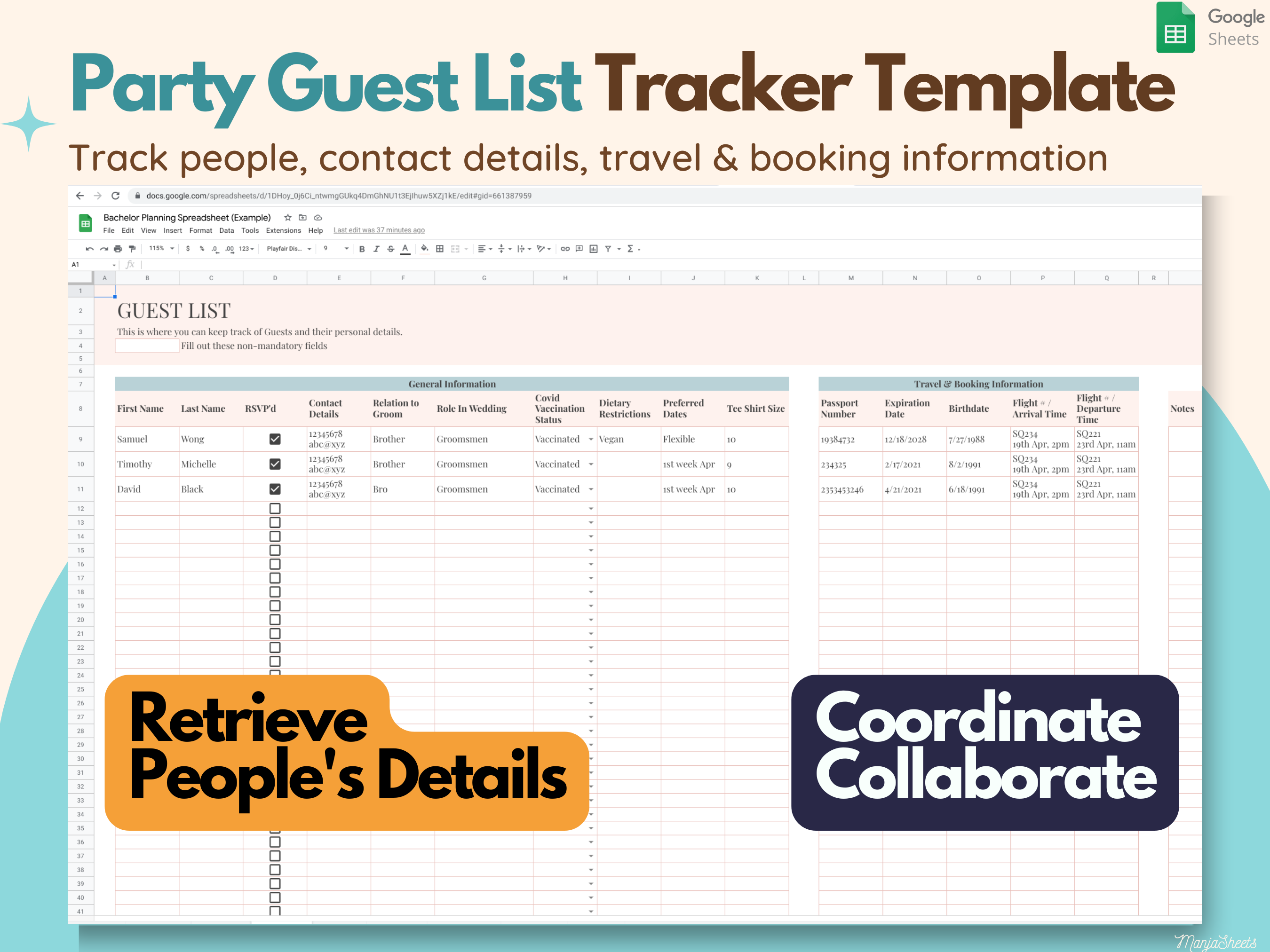 Bachelor Party Planning Spreadsheet gallery image
