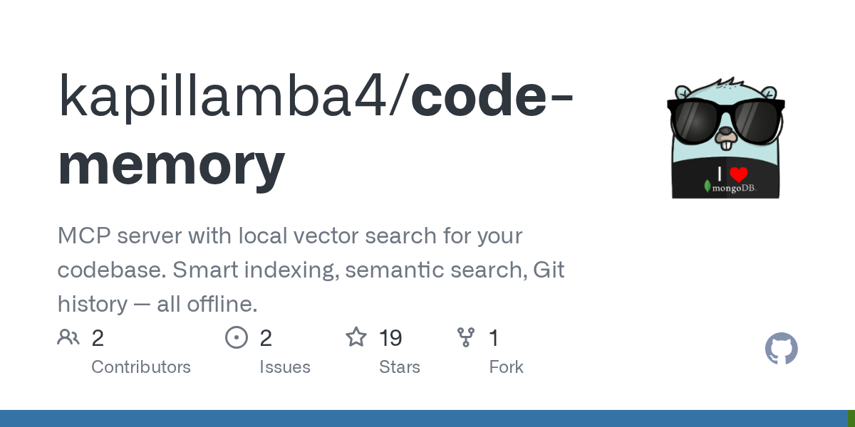 Code-Memory MCP Server - Main product screenshot demonstrating key features and user interface