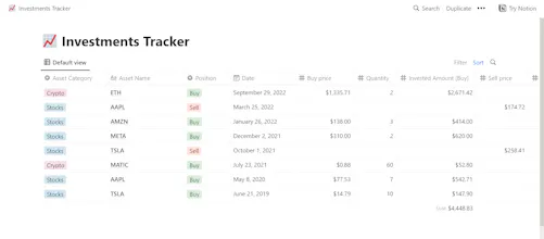 Investment Tracker gallery image