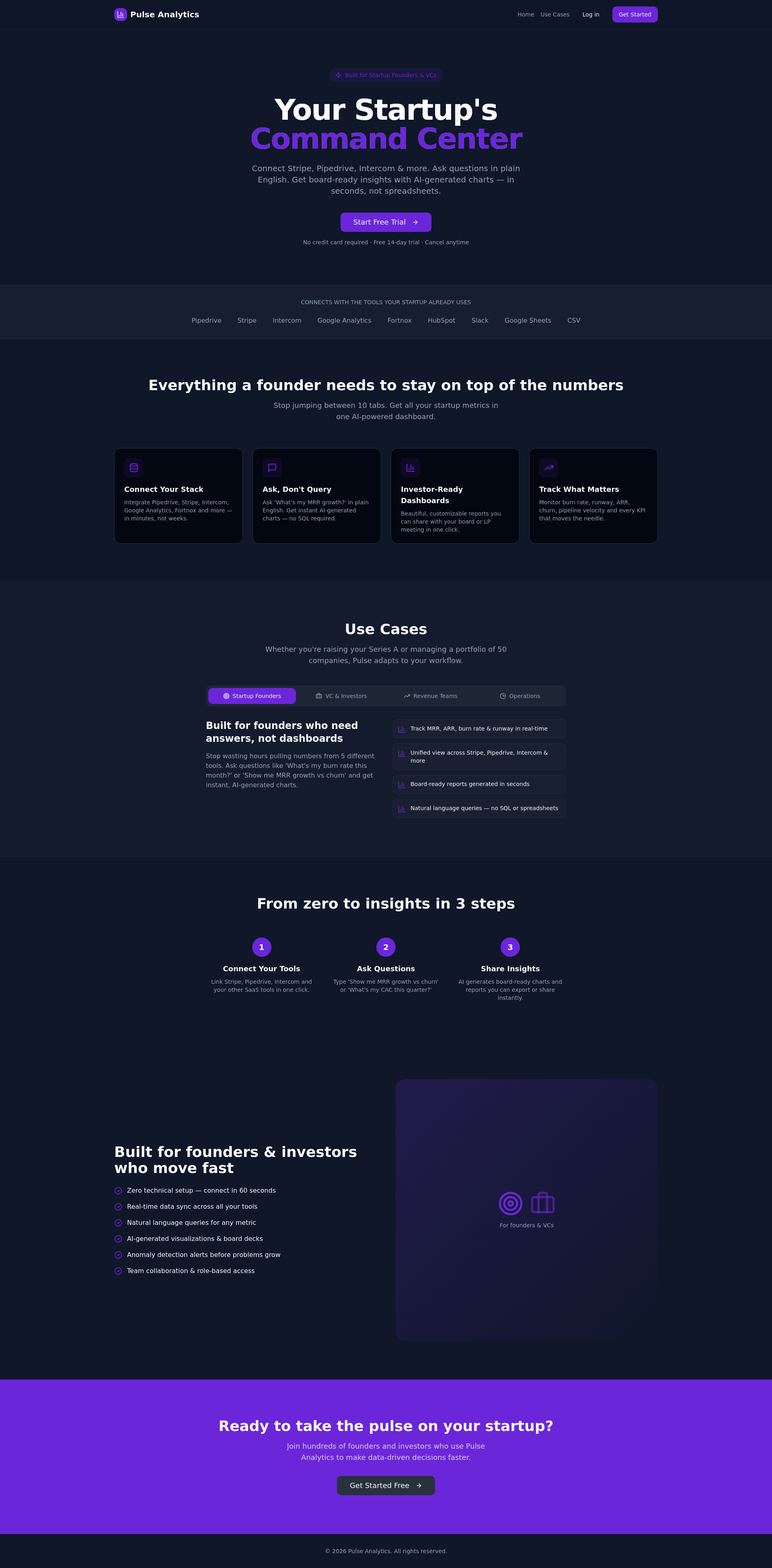 Pulse Analytics - Main product screenshot demonstrating key features and user interface