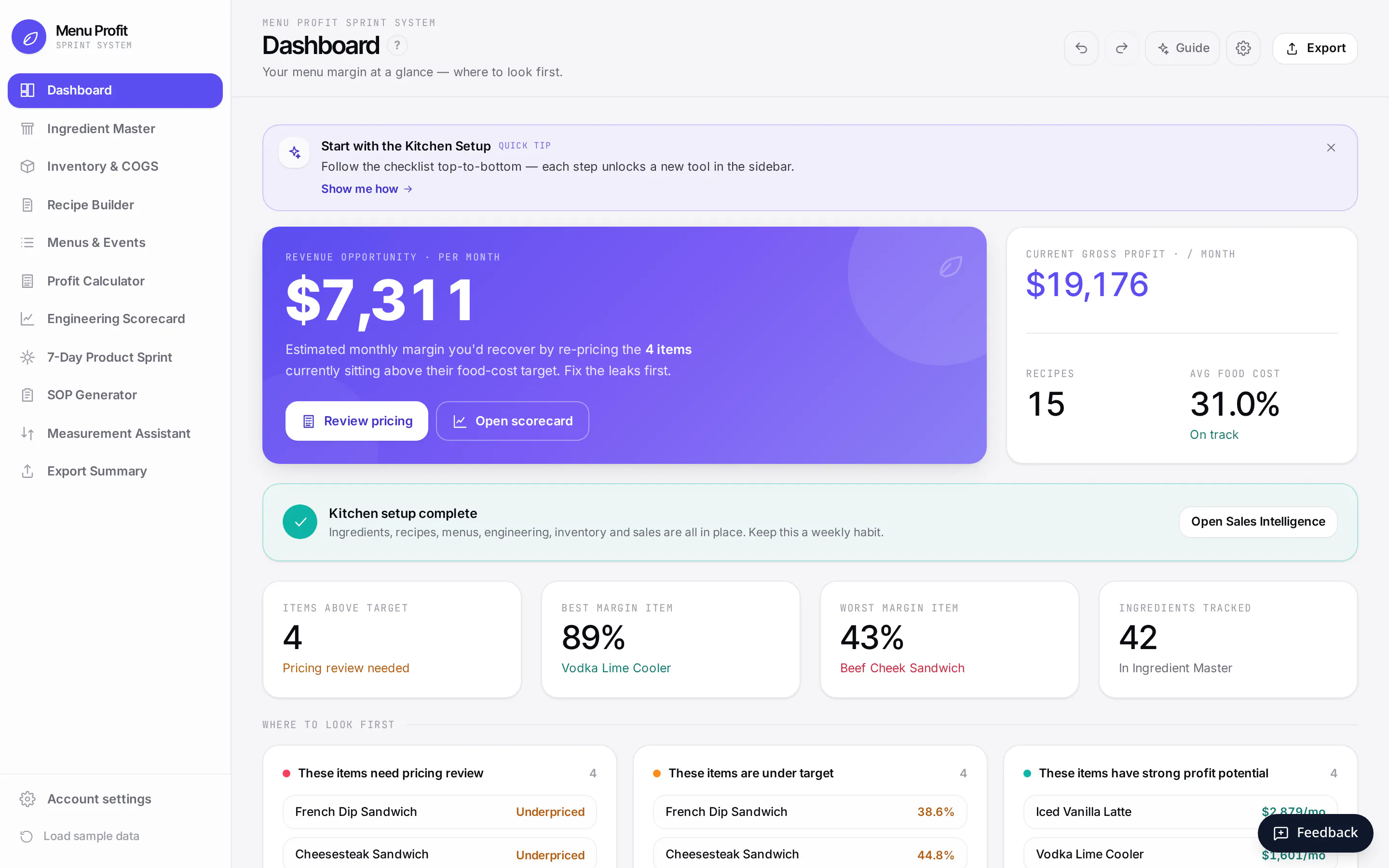 Food Cost Calculator: Menu Profit Sprint gallery image