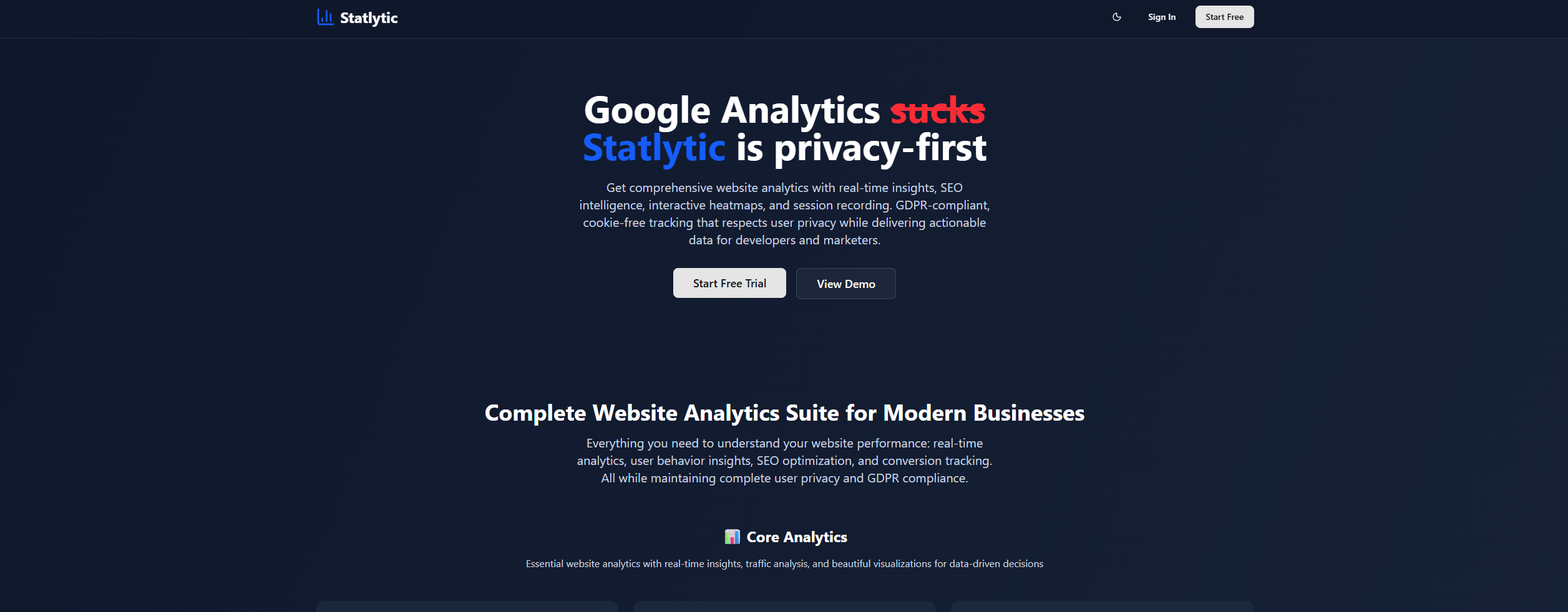 Statlytic-Gizlilik İlk Analytics - Hendek Google Analytics-Çerezsiz ve Gizliliğe Git medya 1