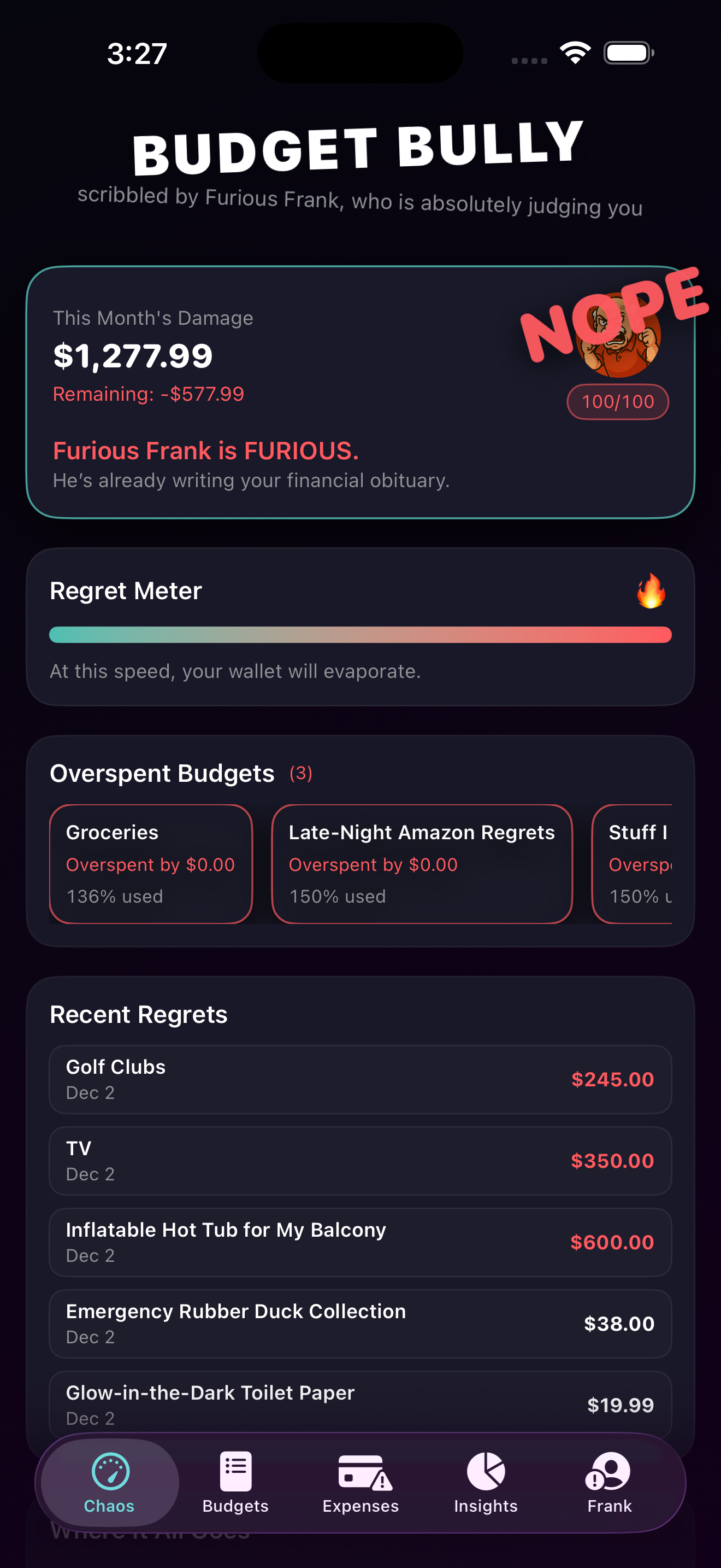 Budget Bully - Main product screenshot demonstrating key features and user interface