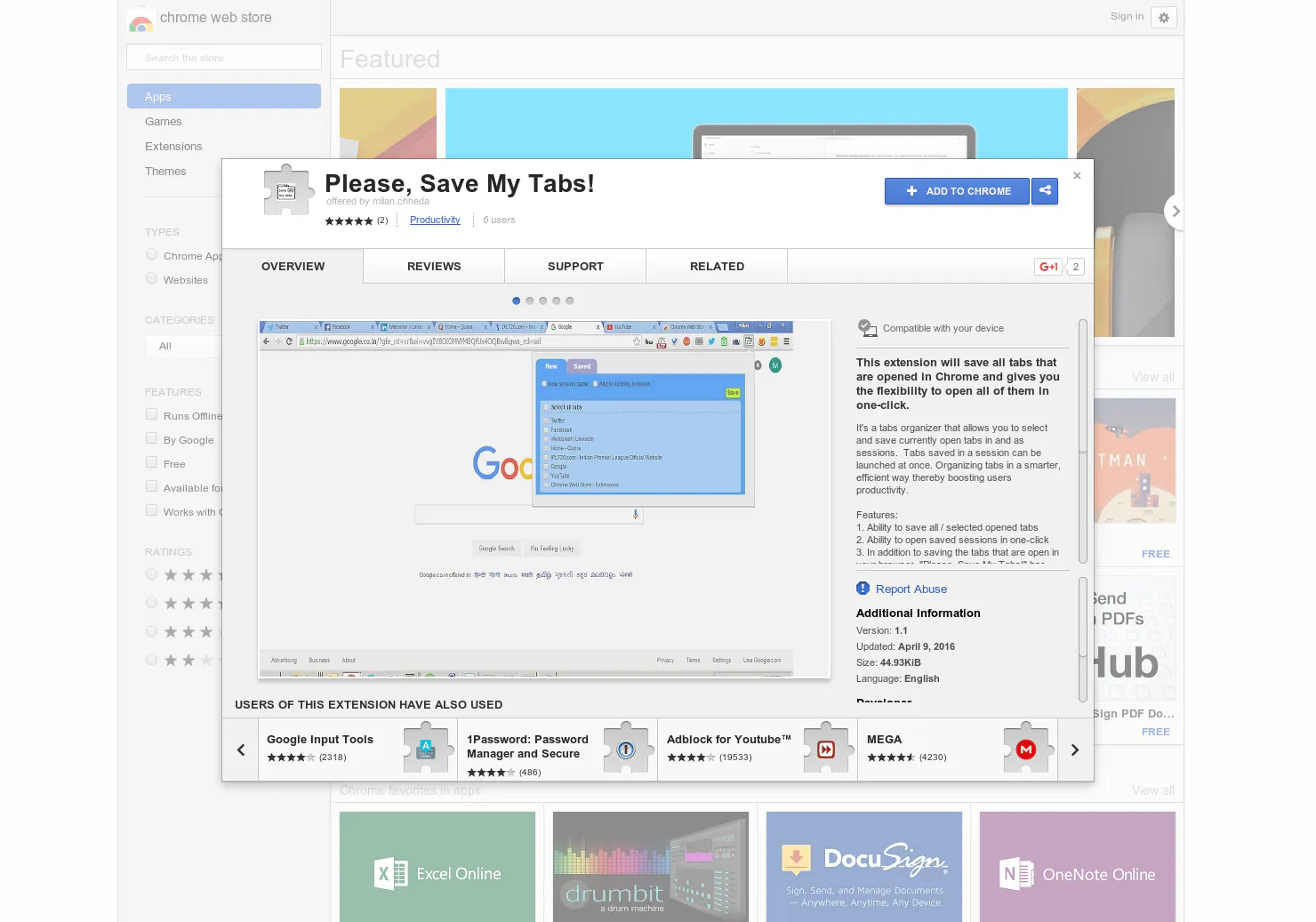 Please, Save My Tabs!