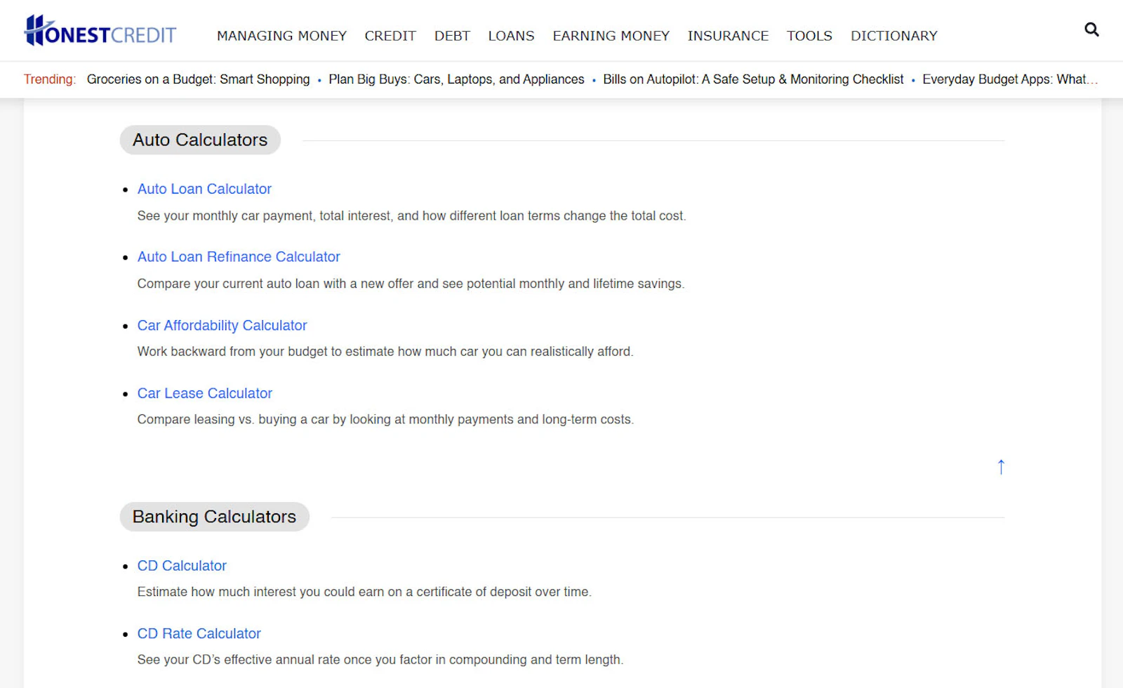 HonestCredit Financial Calculators screenshot 2