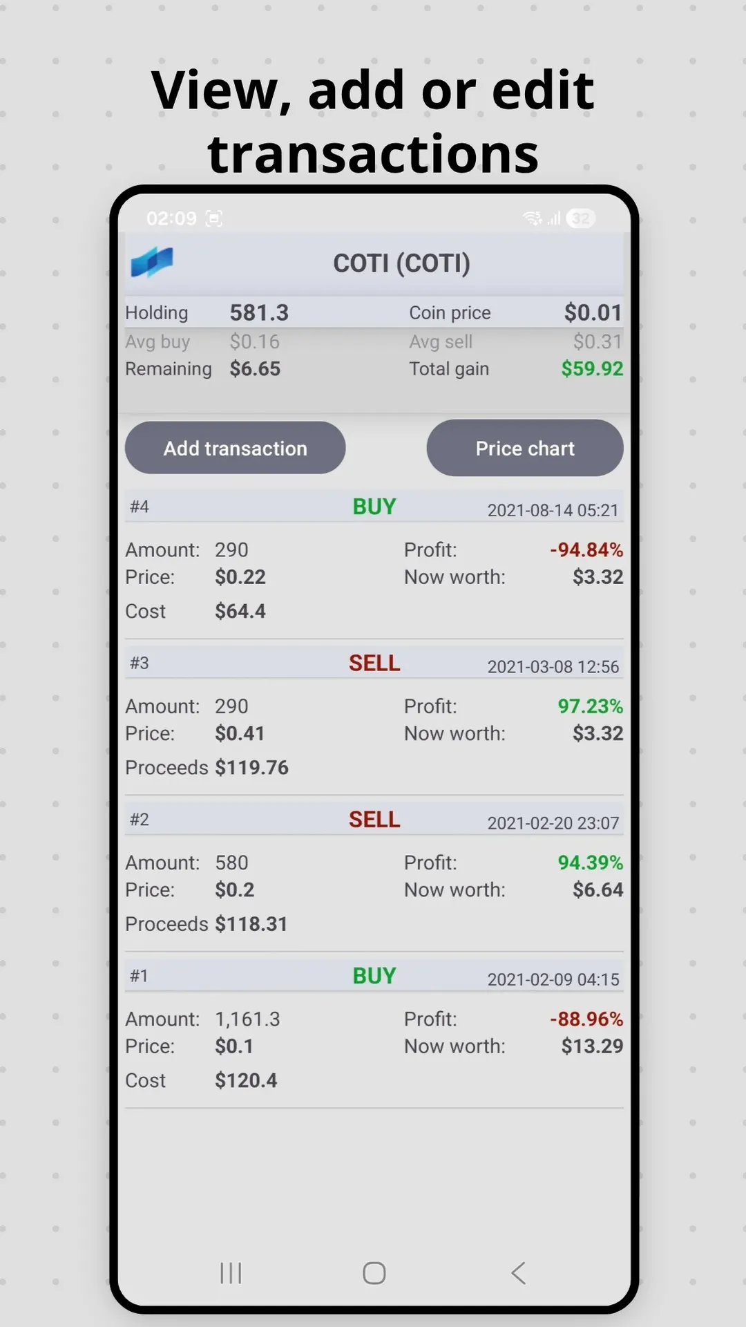 Crypto Owl: free portfolio tracking app gallery image