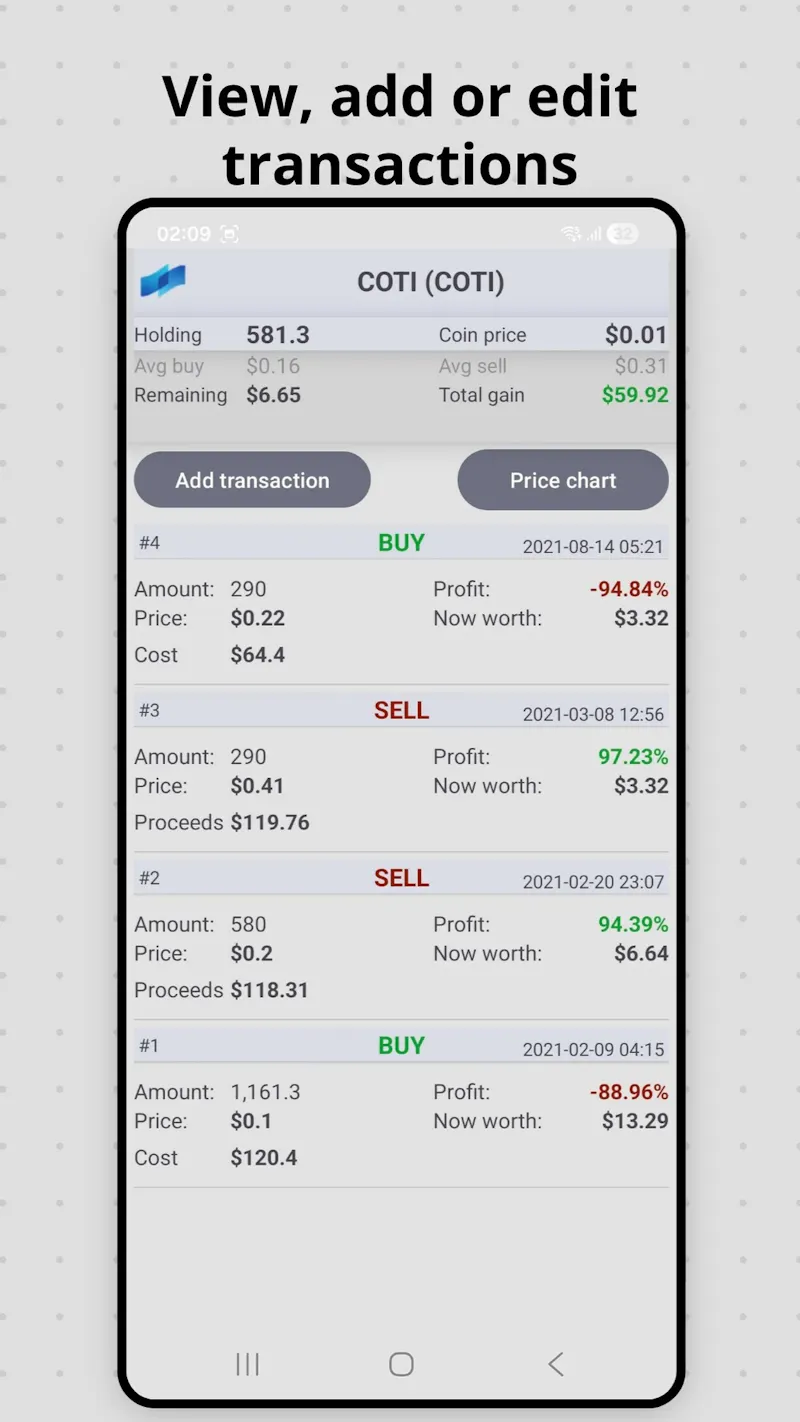 Crypto Owl: free portfolio tracking app screenshot 3