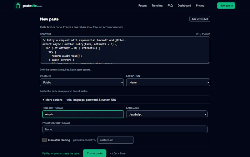 pastesite.com screenshot 3