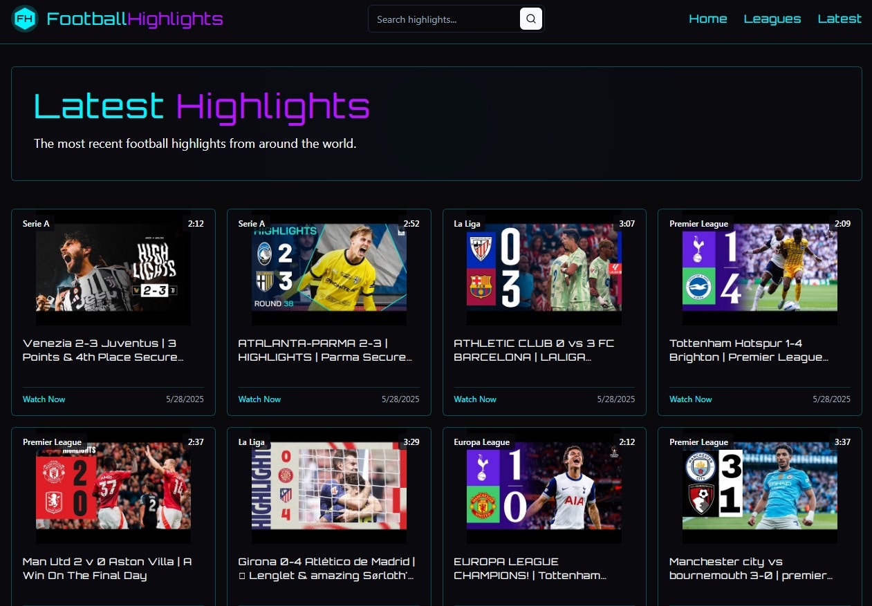 Footballhighlights.live - Переживайте каждую цель быстрее, чем когда -либо! медиа 3