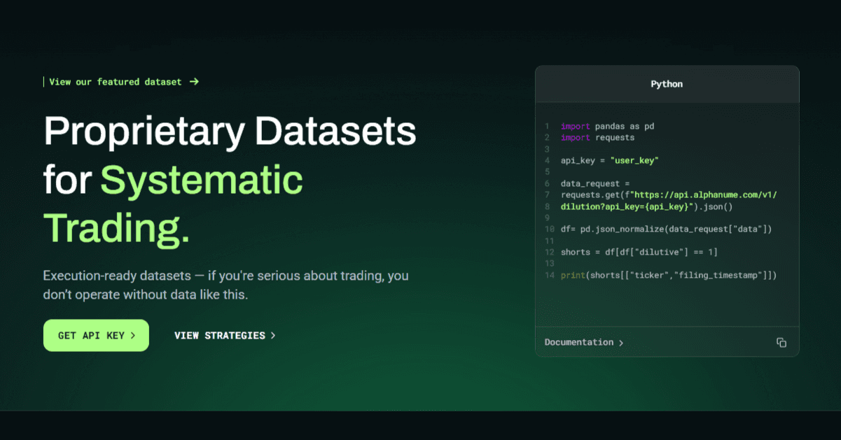 Alphanume — Market Data APIs for Quants gallery image