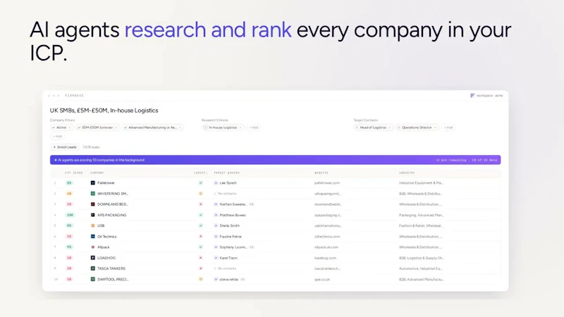 Firmbase: Claude for UK B2B prospecting screenshot 1 (video preview)
