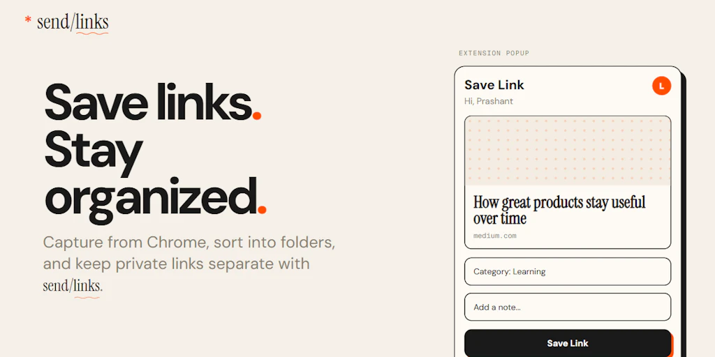 send/links:在同一個地方儲存、整理並搜尋您的連結