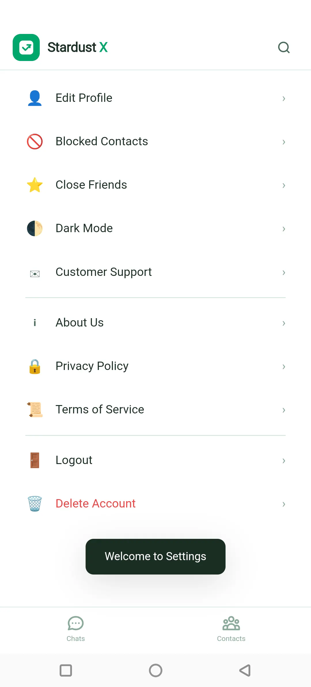 Stardust X messenger · modern messaging gallery image