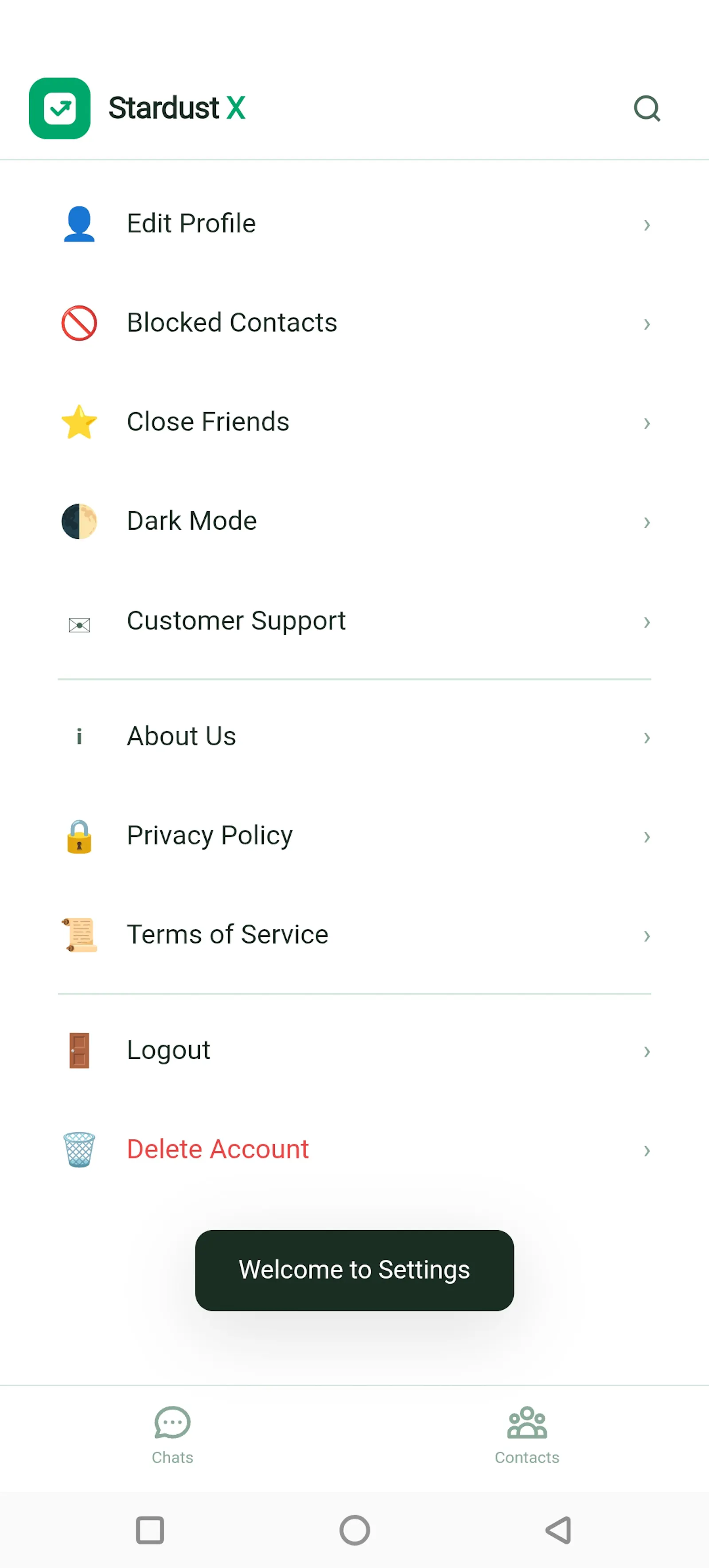 Stardust X messenger · modern messaging screenshot 3