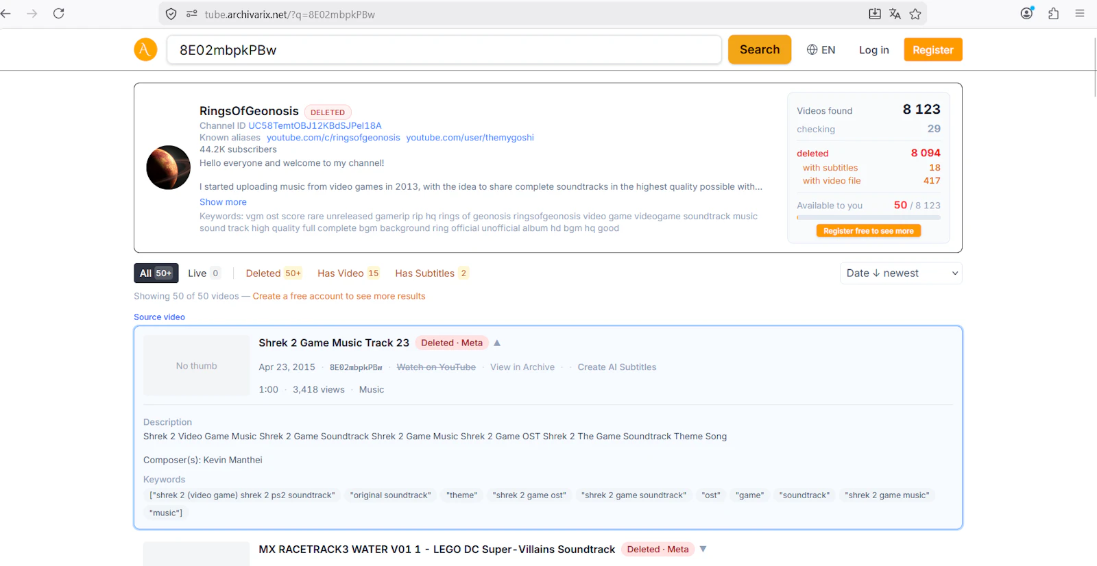 Archivarix Tube Search screenshot 2