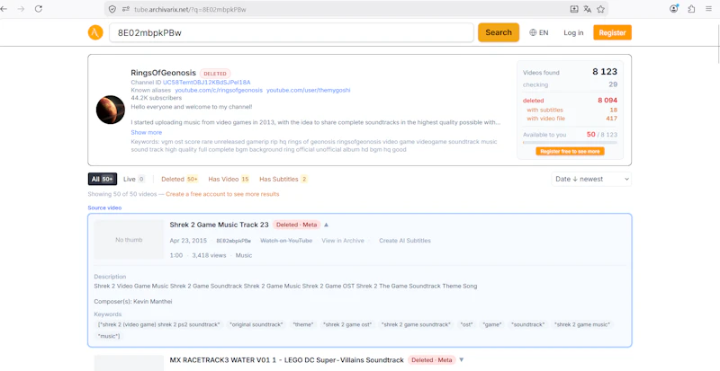 Archivarix Tube Search screenshot 2