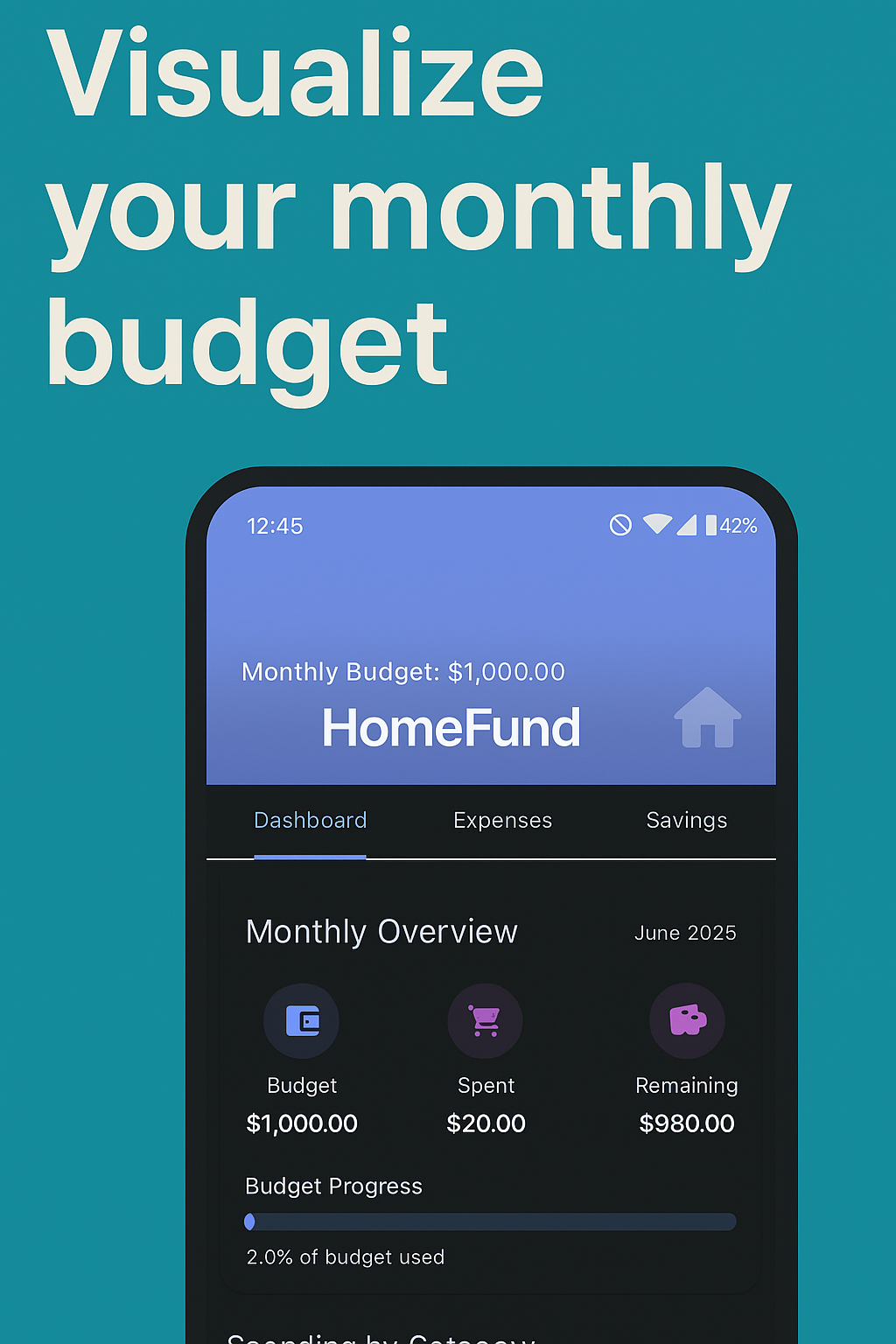 Home Fund - Einfacher Sparkassenziel -Tracker - Verfolgen Sie Ihre Geldziele und sparen Sie visuell ohne Unordnung Medien 2