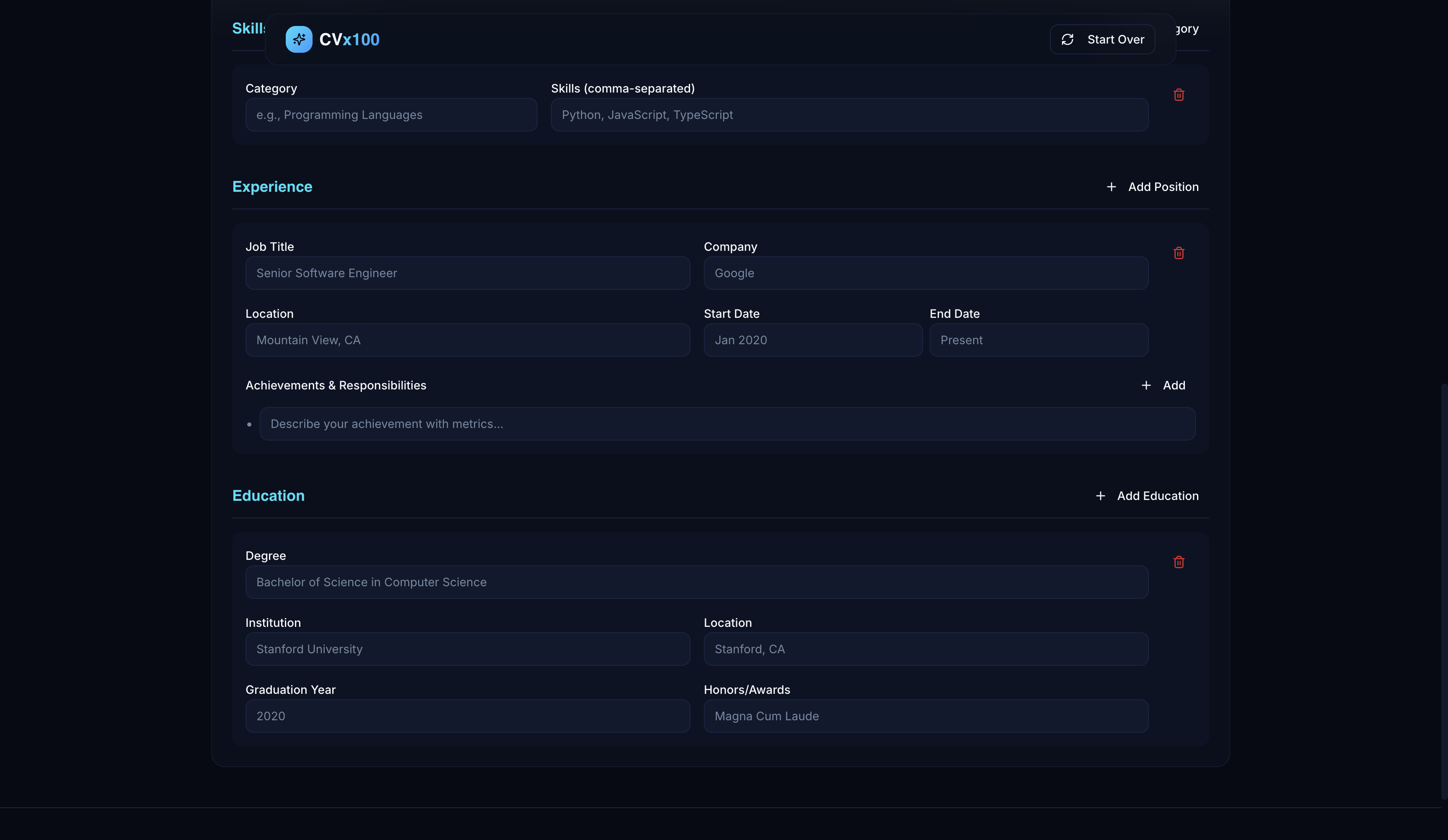 CVx100 - Screenshot 3 showing product features and functionality