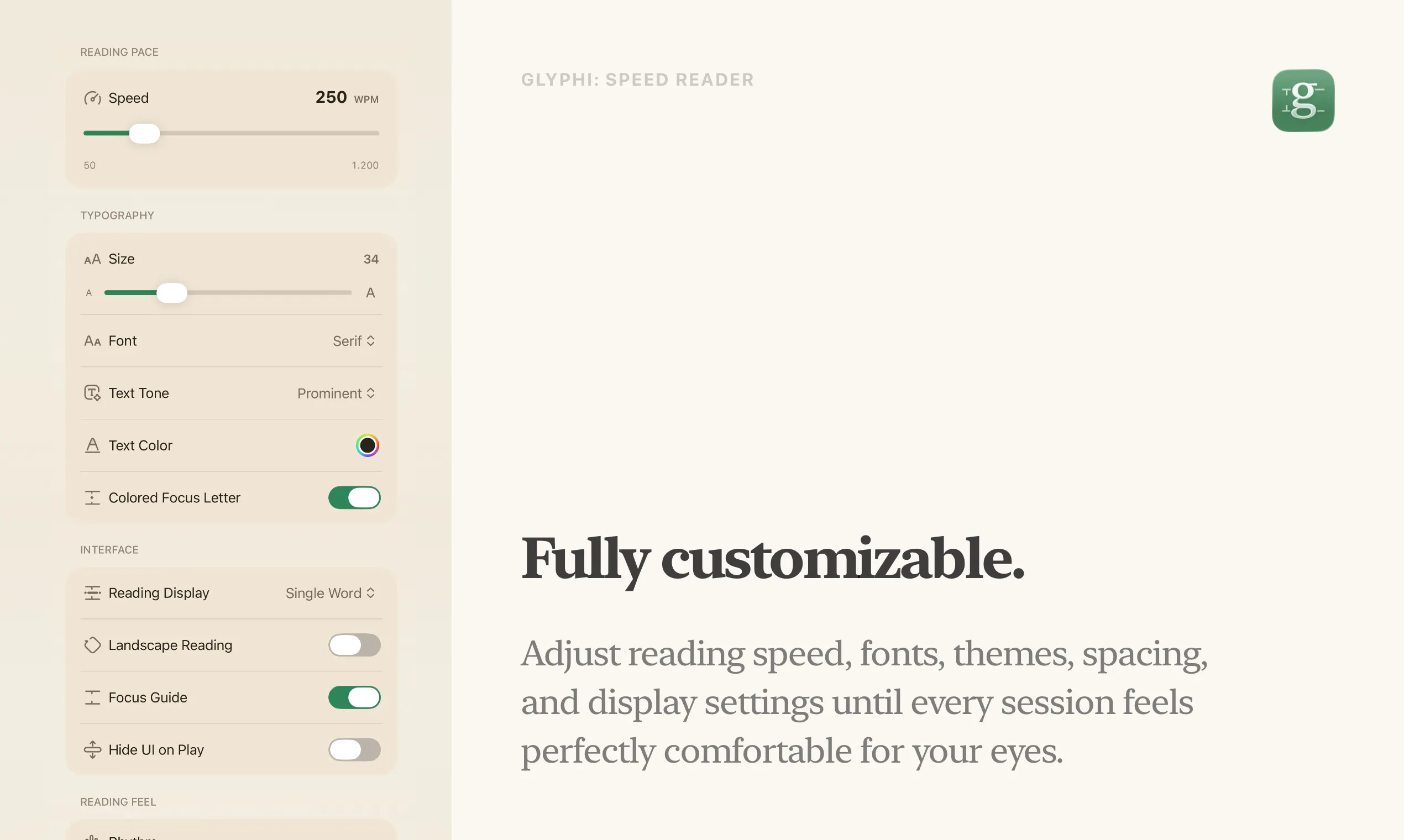 Glyphi: Speed Reader screenshot 5