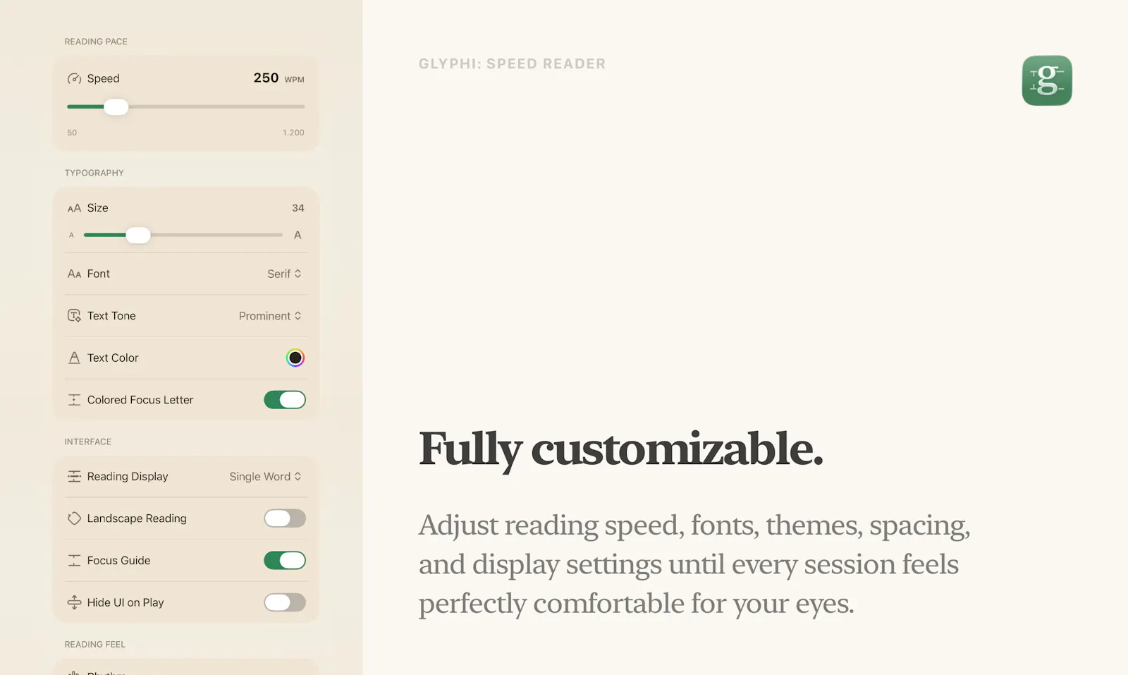 Glyphi: Speed Reader screenshot 5