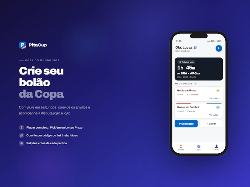 PitaCup — Bolão da Copa 2026 screenshot 1