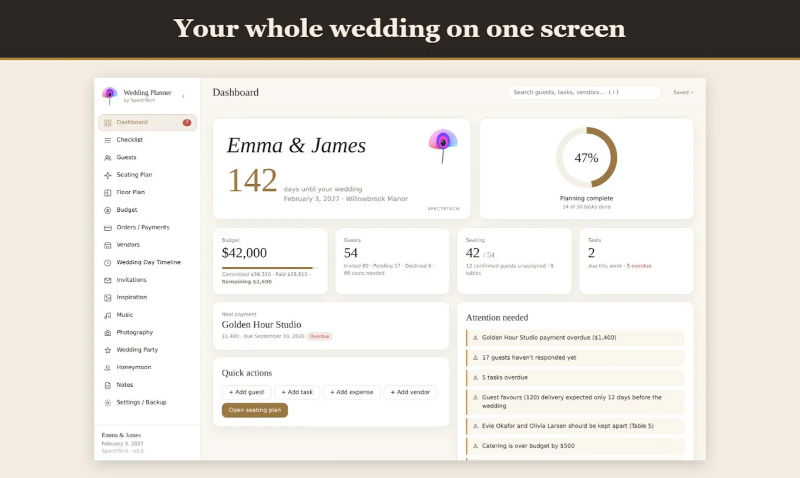 SpectrTech Wedding Planner screenshot 1