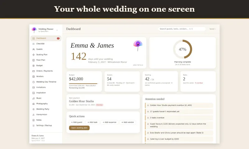 SpectrTech Wedding Planner screenshot 1