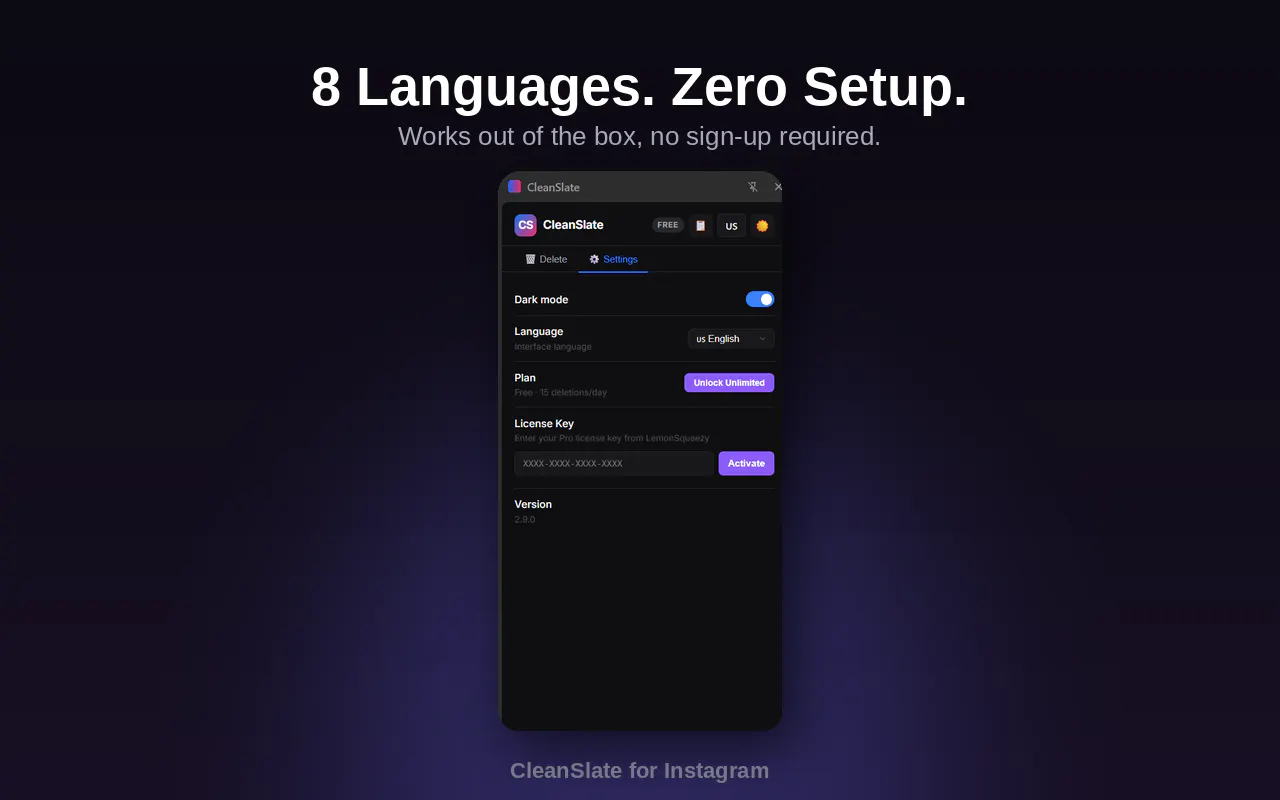 CleanSlate for Instagram - Bulk delete screenshot